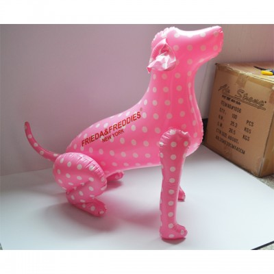 Custom Small Inflatable Dog Pink and White Dog Mannequin Plastic Dog Toy Model